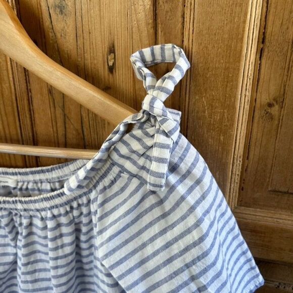 Soprano Medium Blue White‎ Striped Cold Shoulder Off The Shoulder Blouse - Picture 5 of 10